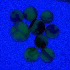 Vintage Uranium Glass Marbles Lot UV Reactive Glow Blacklight Swirls Shooter